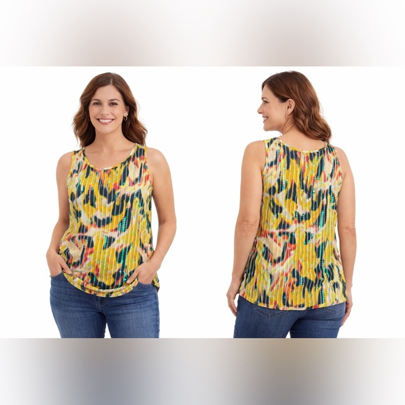 Denim 24/7 Tops - Denim 24/7 Vibrant Yellow and Green Tank Top